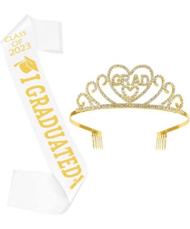 2023 Graduation Satin Sash and Tiara Kit - Glitter Rhinestone Crown for Graduation Party Decor - Buy Online on SooperMarket.com
