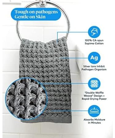 SUTERA Silverthread Waffle Towel California | Quick Drying & Ultra Soft Luxury Hand Towel | Grey 16x30 - Buy Online on SooperMarket.com