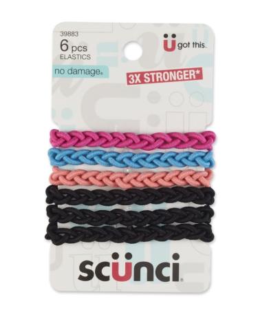 Scunci Everyday and Active Strand Elastics | Assorted Colors | 6-Pcs per Pack | 1-Pack