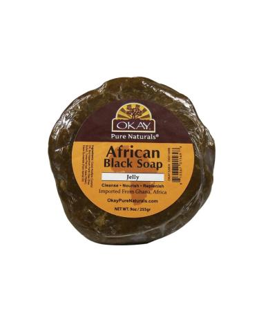 OKAY AFRICAN BLACK JELLY SOAP 9oz ghana & shea butter 9 Ounce (Pack of 1)