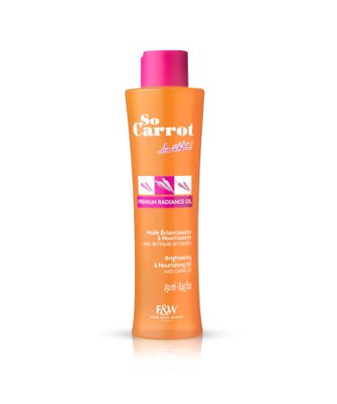 Fair & White So Carrot Brightening Oil - 8.4 fl oz / 250ml - Natural Moisturizing & Nourishing Oil for Skin - Hydrates and Brightens Skin Tone - With Glycerin Sweet Almond & Carrot Oil