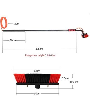 High Window Cleaning Kit with Pole Cleaning Pole easy to install and disassemble Washing Kit for Extension Poles 55cm Brush Head 10M/33FT - Buy Online on SooperMarket.com