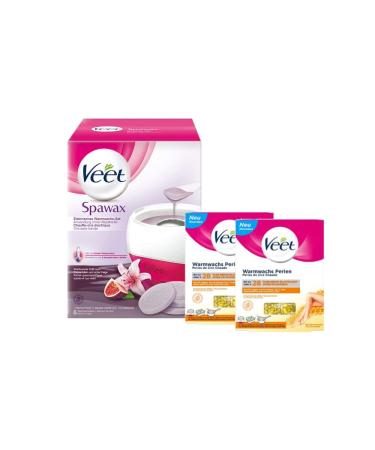 Electric warm wax set + 2x warm wax pearls with beeswax for long-lasting hair removal for up to 28 days of smooth skin veet spawax set + 2x veet warm wax beads 230 g