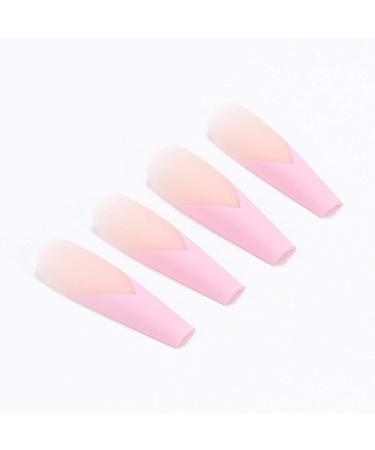 Brishow Coffin Artificial Nails - Pink Ballerina Acrylic Press-On Full Cover Nails (24pcs) for Women & Girls - Buy Online on SooperMarket.com
