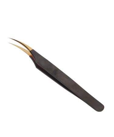 Eyeline extension tweezers luxury gold unit lye forets precise safe portable stainless steel for the salon (slightly curved tweezers)
