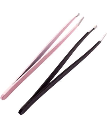 Buy Jojomis Professional Slant Tip Eyebrow Tweezers - Stainless Steel Makeup Tool 2 Pack | International Shipping Available - Buy Online on SooperMarket.com