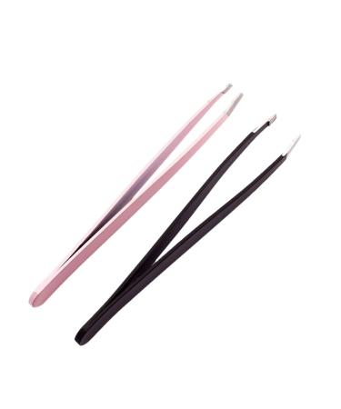 Jojomis Professional Slant Tip Eyebrow Tweezers Stainless Steel Makeup Tool 2 Pack