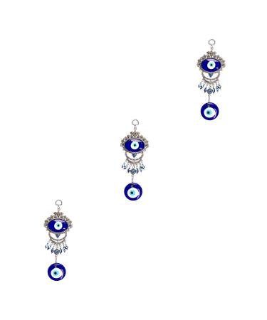 ABOOFAN 3pcs Blue Pendant Keychain Accessories Blue Eye Amulet Ornament Hanging Pendant Charm Devil Eye Rear