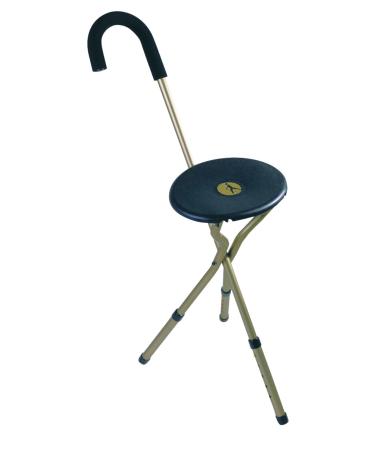 PCP Mobility Tri-Seat Cane Aluminum Tourist Handle Matte Black and Bronze Plastic Seat