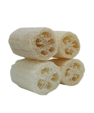 4" Natural Loofah Exfoliating Body Sponge Scrubber for Skin Care in Bath Spa Shower Pack of 4 4 Inch (Pack of 4)