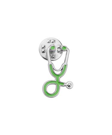 Nurse Stethoscope Enamel Pin Medical Doctor Nurse Stethoscope Brooches Christmas Gift Green-S