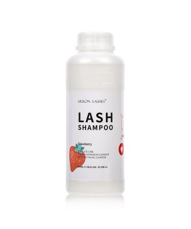 Eyelash Extension Shampoo 600ml | Paraben & Sulfate Free Foaming Cleaner for Extensions & Natural Lashes | Professional & Self-Use | Caomei Strawberry - Buy Online on SooperMarket.com
