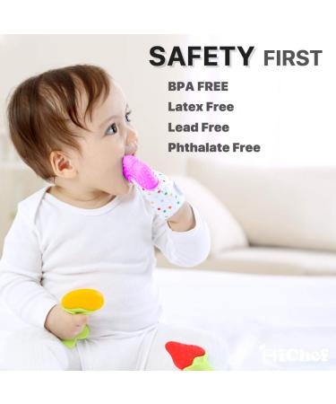 Teething Mittens and Baby Teething Toys Bundle - 5 Pack Set for Babies - BPA-Free, Organic, Freezer Safe - Pink + Purple - Buy Online on SooperMarket.com