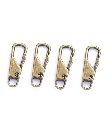 Metal Zipper Pulls Replacement Universal Zipper Pull Repair for Suitcase Luggage Jacket Backpacks Boot (Bronze 4pcs)