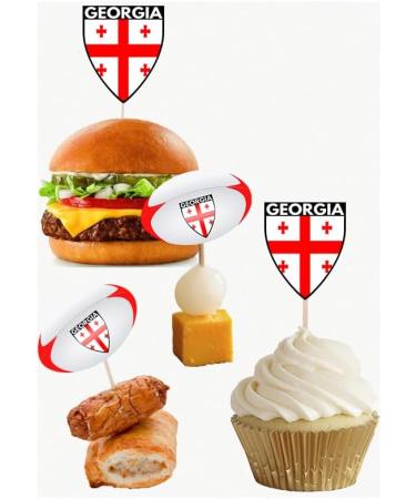Georgia Flag Rugby Ball Food & Cupcake Picks Toppers Party Decorations (14 Pack) - Buy Online on SooperMarket.com