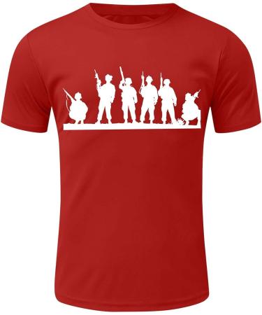 HDDK 4th of July Soldier Short Sleeve T-shirt | Independence Day Patriotic Tee - Red X-Large - Buy Online on SooperMarket.com