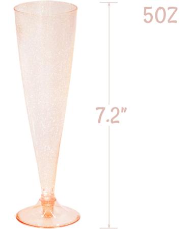 Homy Feel Rose Gold Glitter Plastic Champagne Flutes - 30 Pack, 5oz Disposable Glasses for Party & Mimosa Bar - Buy Online on SooperMarket.com