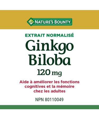 Nature's Bounty Ginkgo Biloba Pills and Herbal Health Supplement Helps Enhance Cognitive Function and Memory 120mg 180 Capsules 180 count (Pack of 1) - Buy Online on SooperMarket.com