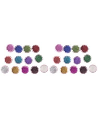 KALLORY 24 Boxes Glitter Eyeshadow Pigments Powder Eye Shadow Highlight Eyeshadow Palette mediumx2pcs Assorted Colorx2pcs