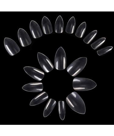 600PCS Transparent Stiletto False Nails Short Artificial Acrylic Nails Fake Nails for DIY Nail Art 1#-Transparent
