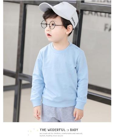 Taigood Kids Jumper for Boys | Cotton Sweatshirt | Long Sleeve T-shirt | 5-6 Years | Light Blue - Buy Online on SooperMarket.com