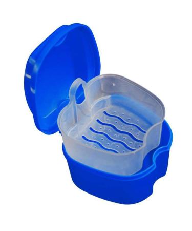 Retainer Case Portable Denture Box Easy-Clean Orthodontic Case Dental Braces Storage for Invisible Aligner False Teeth Container Mouth Guard Case Retainer Cleaner Holder (Dark Blue)