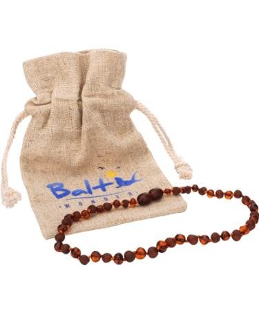 Raw/Polished Baltic Amber Necklace Gift Set (Cognac) - (12.9 Inches) - Certified as 100% Authentic by Baltic Wonder Raw Cognac