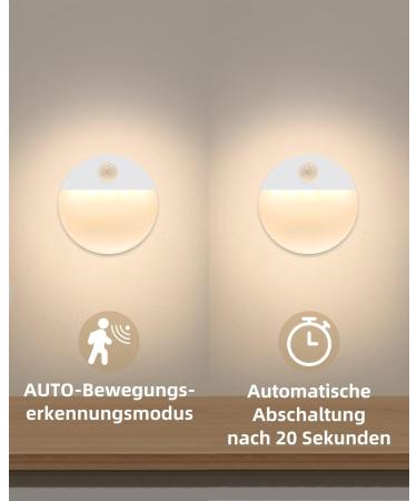Flowood Night Light with Motion Detector - 4 LED Stair Lights for Kids' Rooms Hallways Bedrooms Kitchen & Cabinets - Battery Operated Warm White T031-W4 - Buy Online on SooperMarket.com
