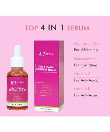 4 in 1 Facial Renewal Serum - Vitamin C E Hyaluronic Acid & Niacinamide | Ultra Regenerating Treatment for Radiant Skin - Buy Online on SooperMarket.com