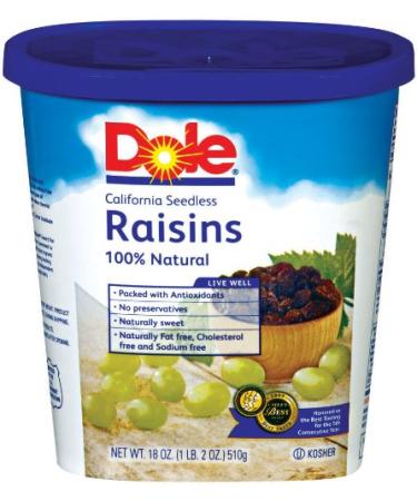 Dole Raisin Seedless, 18 Ounce Canister