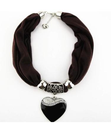 GUMEI Ethnic Style Heart Pendant Necklace with Nature Stone & Leopard Pattern Scarf - Buy Online on SooperMarket.com