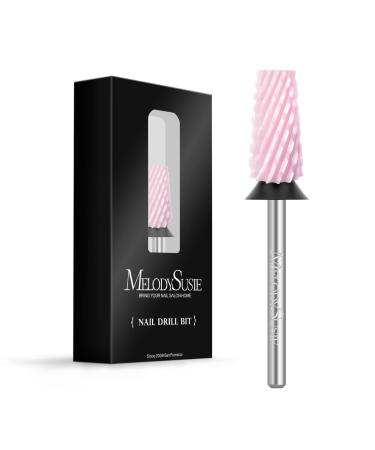 MelodySusie Ceramic Tapered Barrel Nail Drill Bits, 3/32'' Carbide Tungsten Bits, Suitable for Manicure Pedicure Cuticle Gel Polishing, Technicians Bits, Pink, Series Bit-S, Extra Coarse Extra Coarse-XC Pink
