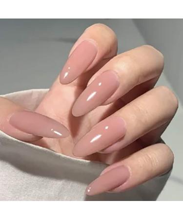 Brishow Artificial Nails Long Fake Nails Glaze Acrylic False Nail Tips 24pcs for Women and Girls(Dark Pink)