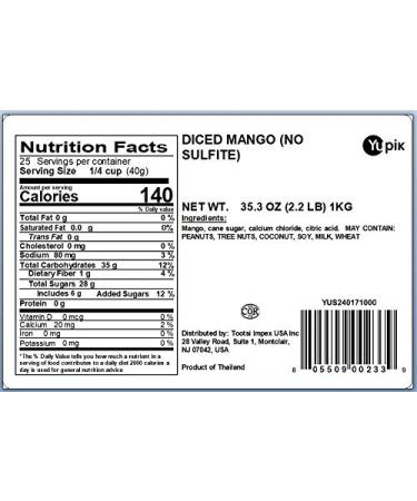 Yupik Sulfite Free Dried Diced Mango 2.2 lb - Candied Fruit - 2.2 Pound Pack - Buy Online on SooperMarket.com