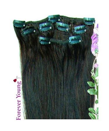 Dark Brown Half Head Remy Clip In Hair Extensions 18" Length