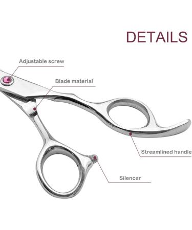 Professional 6.5 inch Hair Cutting Scissors Set for Kids/Women/Men - Barber Salon Kit with Thinning Shears, Saftey Round Head, and Red Handle - Buy Online on SooperMarket.com