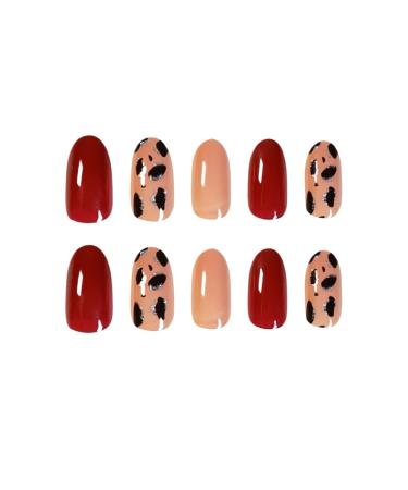 Wine red leopard print autumn and winter wearing manicure products fake nails patches waterproof detachable nail patches Jp927