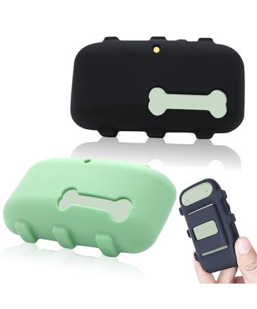 Counlisha silicone holder compatible with tractive XL GPS tracker durable accessories scratch-resistant safe stable cover with a belt for dog collar black green 2 pieces
