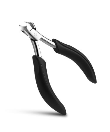 FVION Nail Clippers - Head Cutter Toenail Clippers for Thick Strong Toenails Nail Scissors Made of Stainless Steel for Ingrown Toenails and Fingernails Soft Handle Black