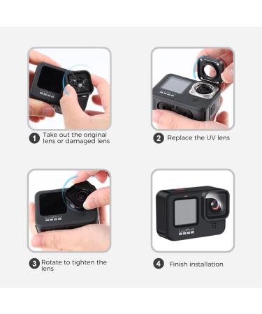 ParaPace Lens Replacement Kit for GoPro Hero 11/10/9 Black - UV Protective Glass Cover, Action Camera Accessories (Black) - Buy Online on SooperMarket.com
