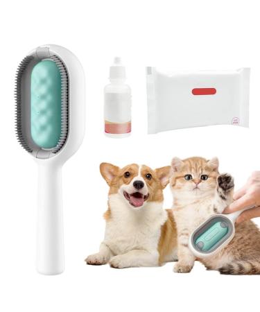 Animal hair removal ridge with water tank cleaning brush for animal hair with dry towels with dry towels essence fluid cat brush dog brush pets animal hair remover for remove hair essence fluid+10-dry towels short-haired green