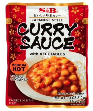 S&B Japanese Curry Sauce with Vegetables 210g (No Meat Contained) - Medium Hot Flavour