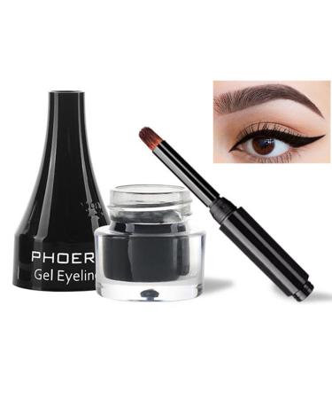 Go Ho Black Eyeliner Gel Pot Matte Cream Eyeliner Makeup Smooth High Pigmented Matte Eye Makeup Gel with Brush Gel Eye Liner Pot for Women 202 Black 202 Black