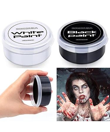 BOBISUKA Halloween Makeup Kit Black White Face Body Paint + Scar Wax + Fake Blood + Elf Ears + Vampire Teeth - Cosplay Face Paint Set - Buy Online on SooperMarket.com