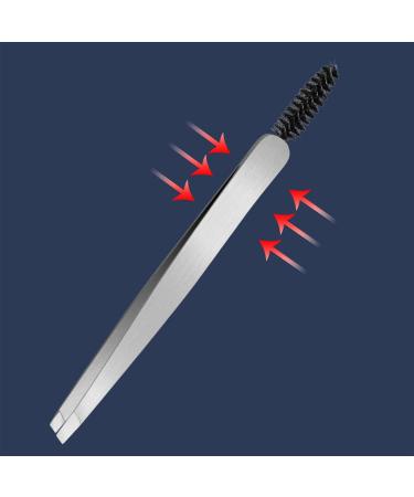 Silver Stainless Steel Eyebrow Tweezers & Brush | Precision Eyebrow Remover & Makeup Tools - Buy Online on SooperMarket.com