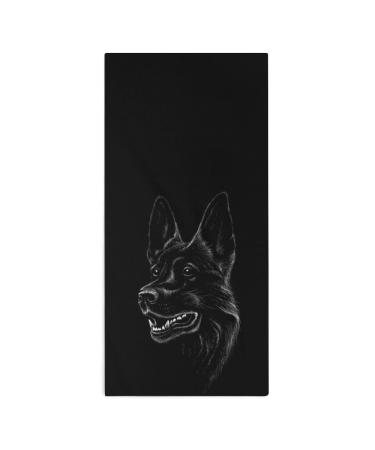 Black German Shepherd Washcloth Towel 28.7x13.8 Face Cloths Superfine Fiber Highly Absorbent Towels Hand Towels