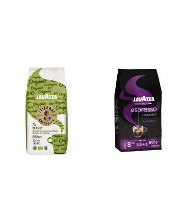 Lavazza Tierra for Planet 100% Bio -Arabica coffee beans 1 kg & espresso Italiano Cremoso Arabica and Robusta Coffee beans with aromanes of spices and cocoa intensity 8/10 1 kg bundle with espresso - Italiano creams