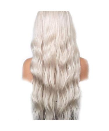 BGHJUE Platinum Blonde Wig with Baby Hair 26 Inch Synthetic Lace Front Wig Glueless Heat Resistant WIGS for Women (Color: 1 Size: 18inches) -22inches_1 124inches