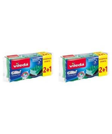 Vileda Glitzi PUR Active Pots and Dishes Cleaner (Pack of 2) 1 3 Count (Pack of 2)