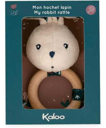 Kaloo KDoux Baby Bite Ring - FSC Wood Plush Rabbit with Bell - Sensory Development Toy for Infants - Nature Motif - K216000 White - Buy Online on SooperMarket.com